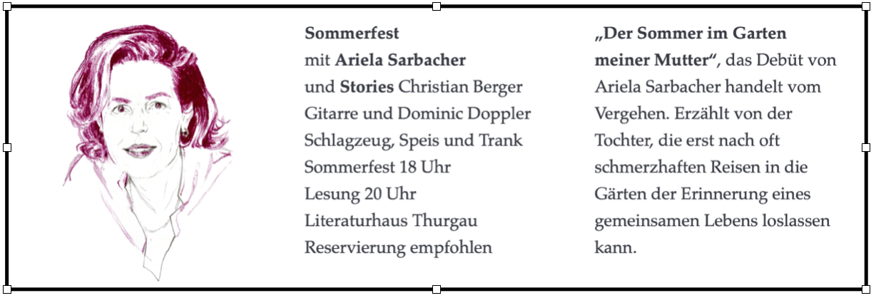 Ariela Sarbacher "Der Sommer im Garten meiner Mutter", Bilger