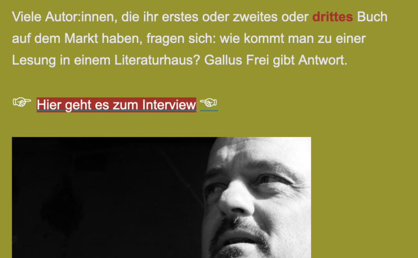 Fünf Fragen an Gallus Frei, Intendant Literaturhaus Thurgau
